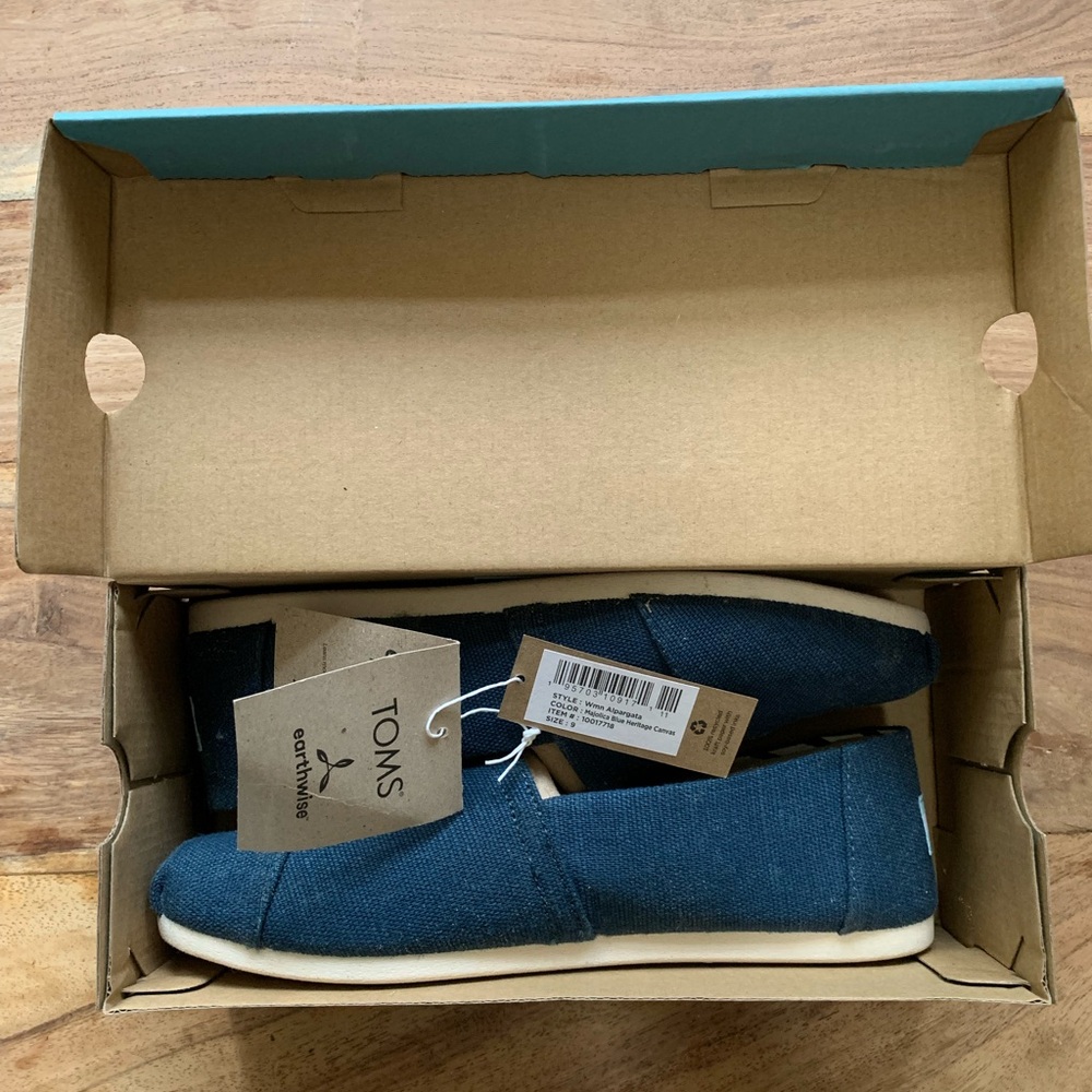 TOMS Alpargata Majolica Blue Heritage Canvas Slip on Shoe